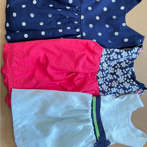 Gymboree Other - Gymboree Girls Navy, Hot Pink, Light Blue Floral & Polka Dot Dress Bundle